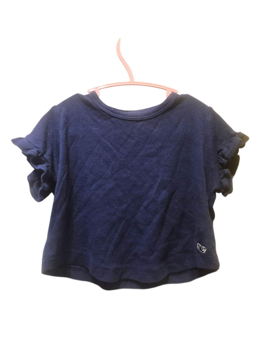 Vineyard Vines Girls Navy Ruffle Sleeve Tee
